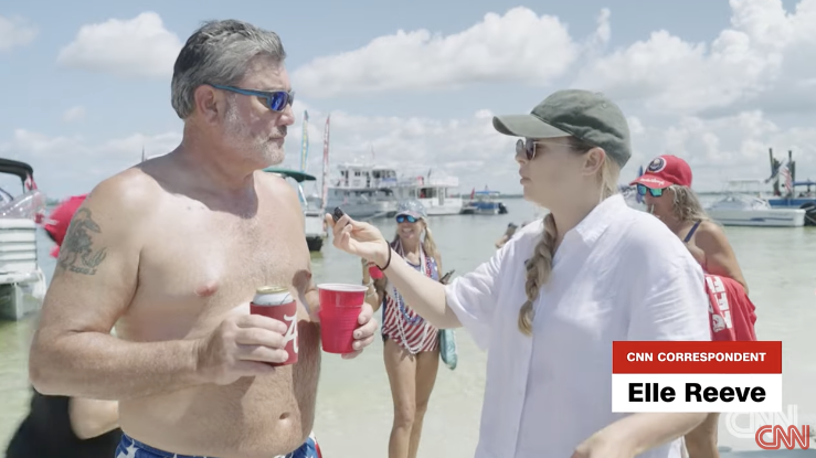 CNN Gets Humiliated By Beer-Guzzling Trump Supporter At Parade Shirtless maga guy